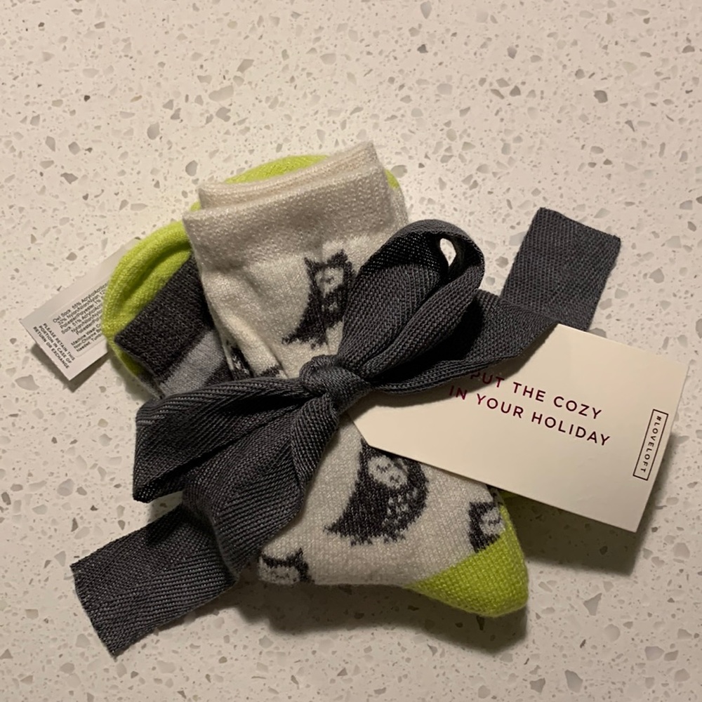 LOFT Owl and Stripes 2-Pack Cozy Socks New With Tag